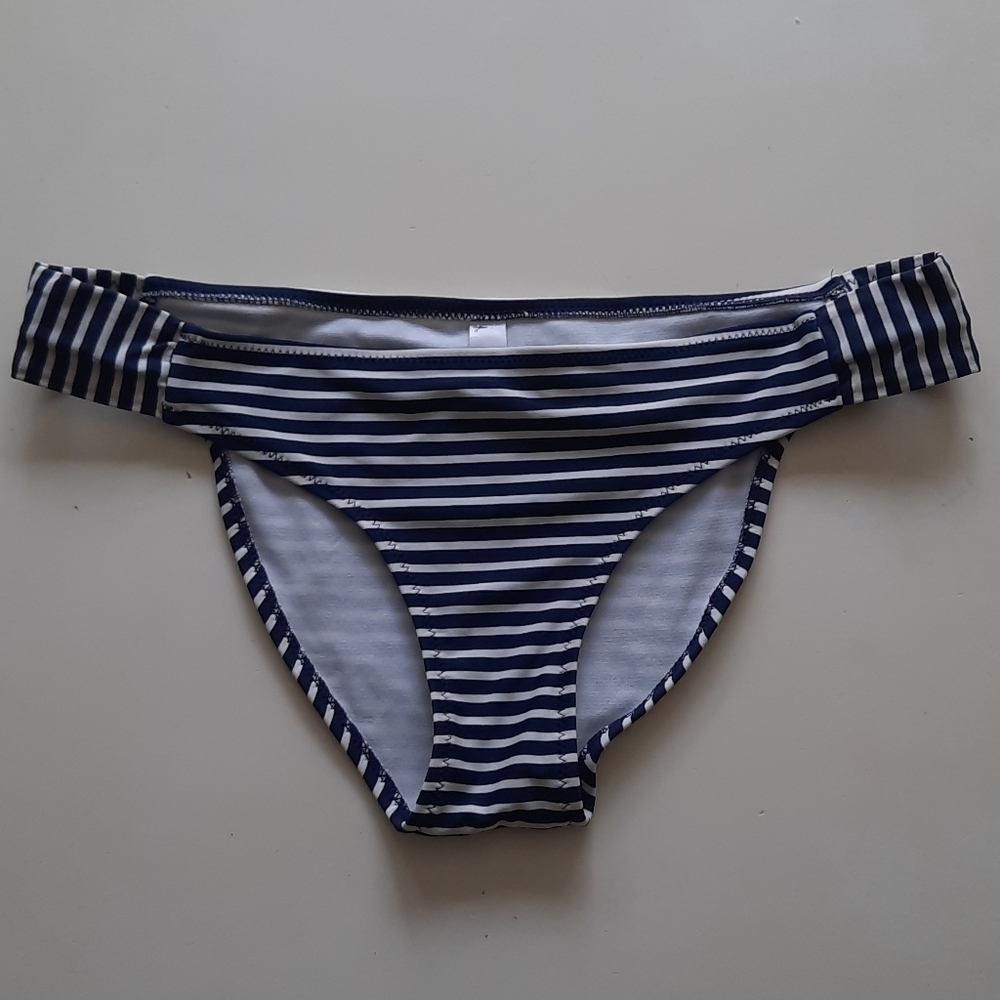 Aldo navy blue white striped small bikini bottom